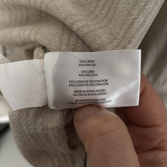 ORVIS, XL, Long Sleeve Striped Neutral Linen Blend Top - Picture 8 of 9